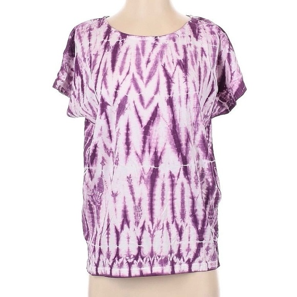 J Jill Purple Shibori Tie Dye T-Shirt Retro 70s Boho Style Size Small - Picture 1 of 5